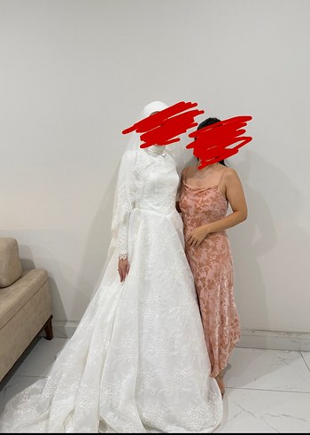 Fransız Dantel Tesettür Gelinlik - Görsel 2