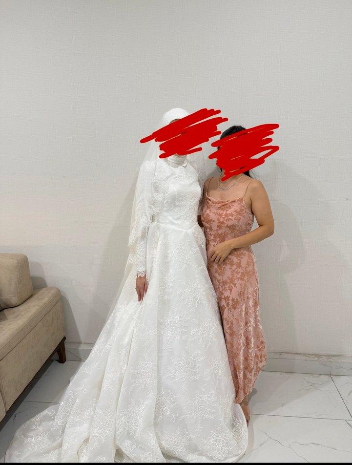 Fransız Dantel Tesettür Gelinlik - Görsel 2