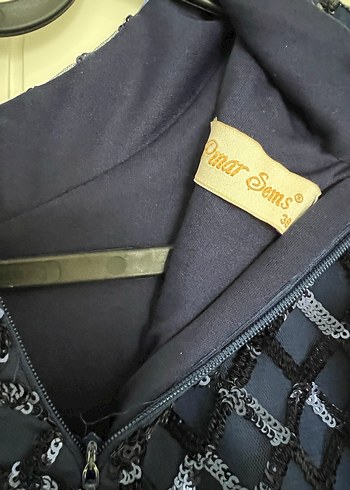 Lacivert Uzun Kollu Tesettür Abiye Elbise - Görsel 5