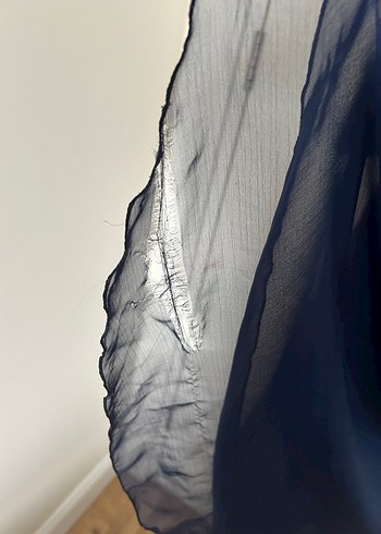 Lacivert Uzun Kollu Tesettür Abiye Elbise - Görsel 6