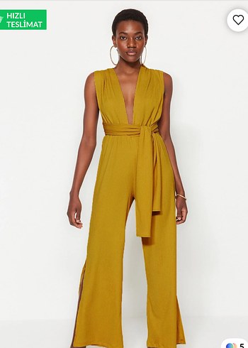 Yağ yeşili dokuma sırt dekolteli  Kadın Tulum - Görsel 3