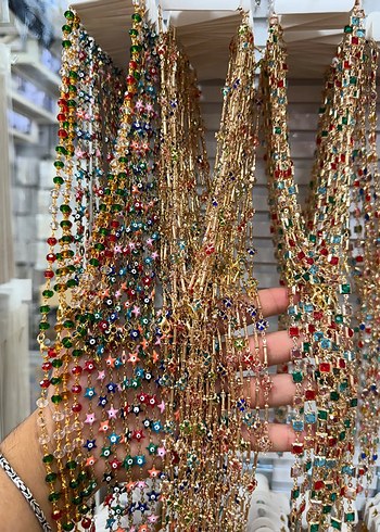 Renkli Taşlı Zincir Detaylı Kadın El Zinciri - Görsel 7