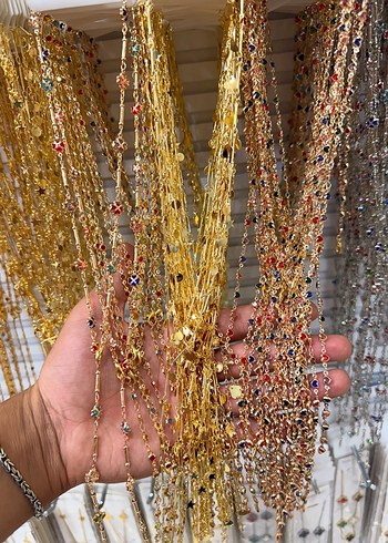 Renkli Taşlı Zincir Detaylı Kadın El Zinciri - Görsel 3