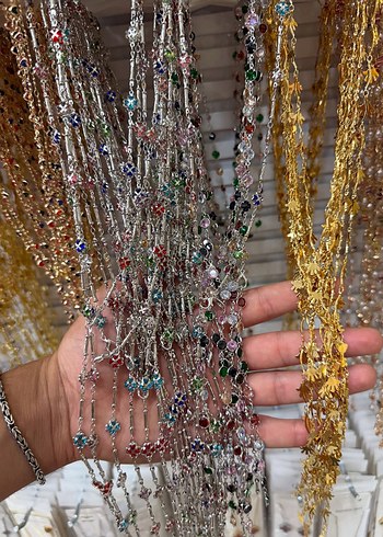 Renkli Taşlı Zincir Detaylı Kadın El Zinciri - Görsel 4