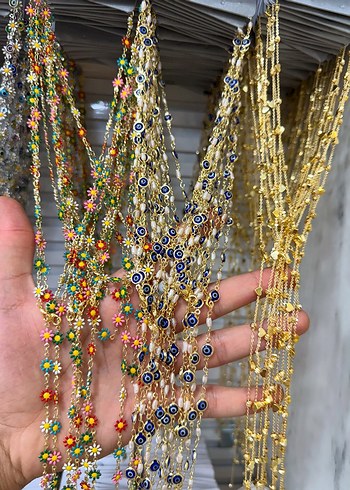 Renkli Taşlı Zincir Detaylı Kadın El Zinciri - Görsel 14