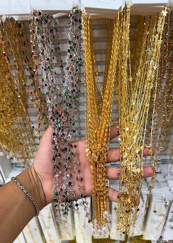 Renkli Taşlı Zincir Detaylı Kadın El Zinciri - Görsel 2