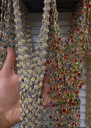 Renkli Taşlı Zincir Detaylı Kadın El Zinciri - Görsel 5