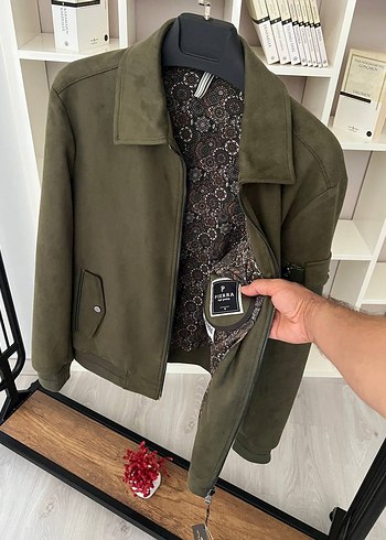 Düğmeli Süet Erkek Ceket - Gri Khaki