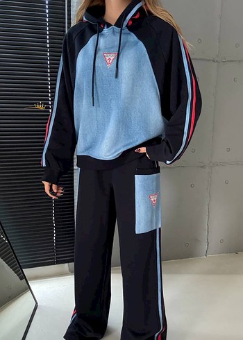 universal Beden Guess Denim Kapüşonlu Kadın Eşofman Takımı