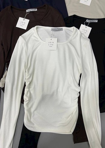 Beyaz Hamile Uzun Kollu Pamuklu Tişört - Görsel 5