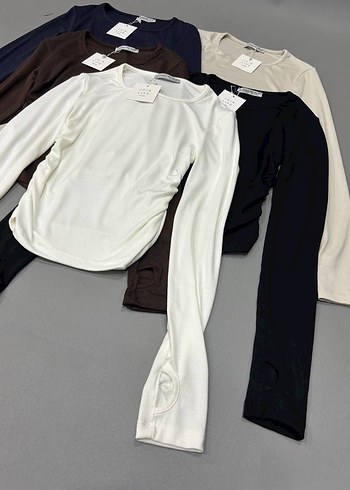 Beyaz Hamile Uzun Kollu Pamuklu Tişört - Görsel 2