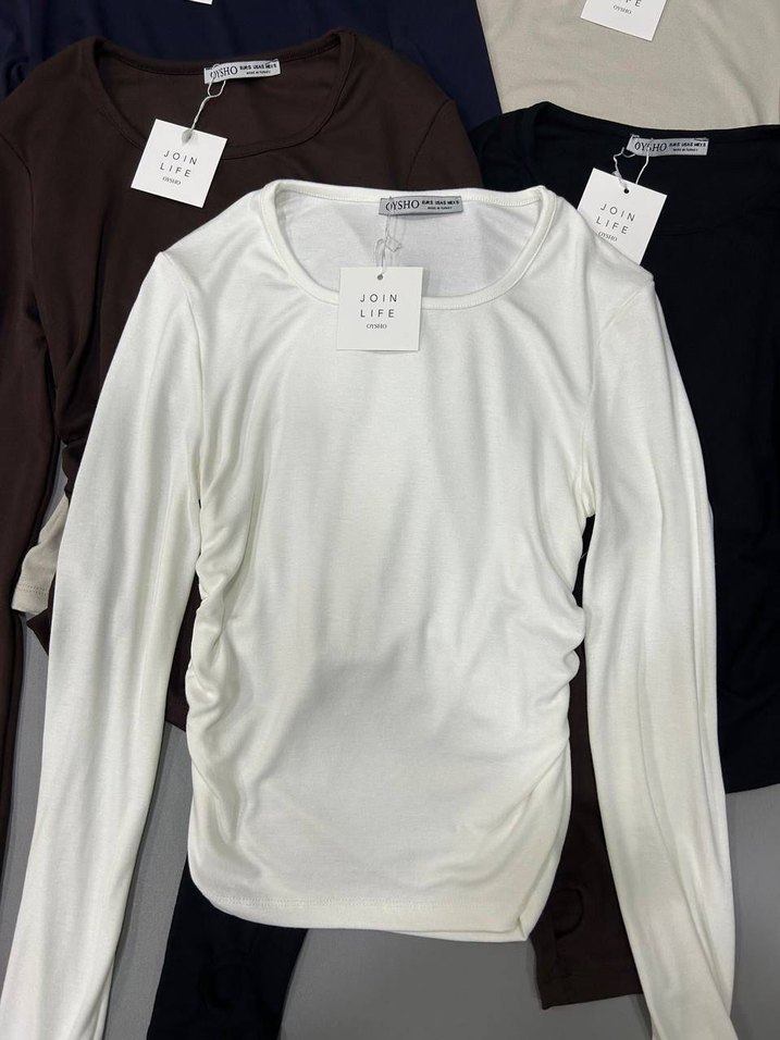 Beyaz Hamile Uzun Kollu Pamuklu Tişört - Görsel 5