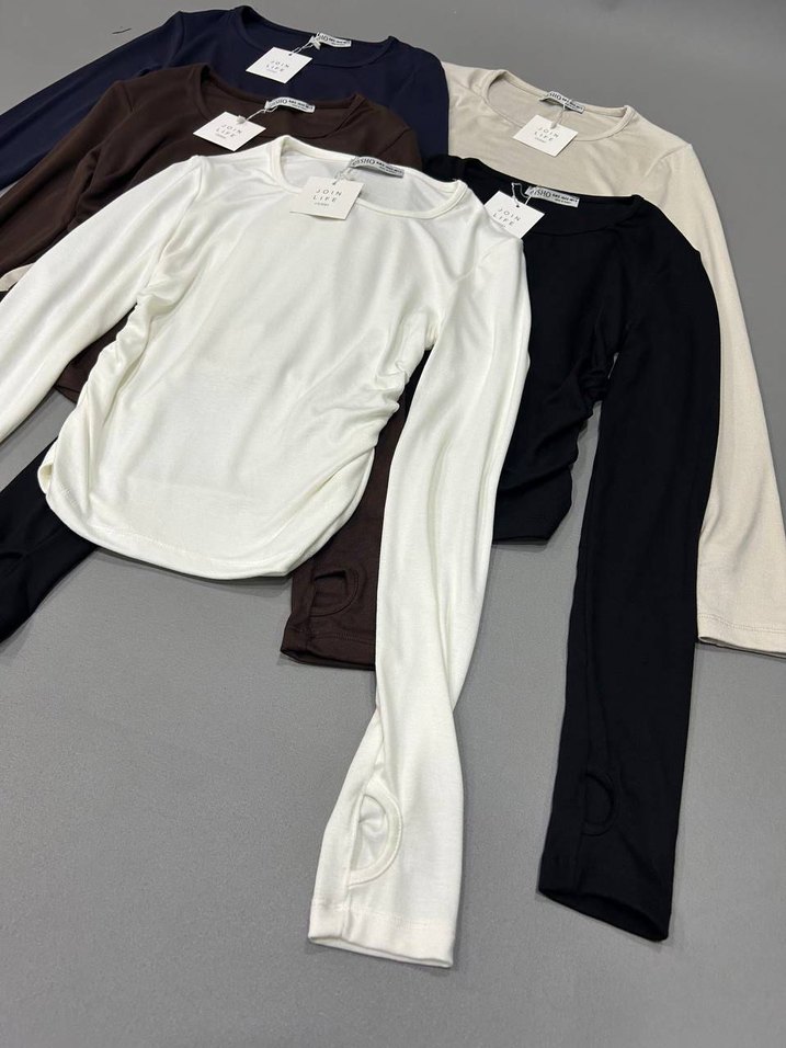 Beyaz Hamile Uzun Kollu Pamuklu Tişört - Görsel 2