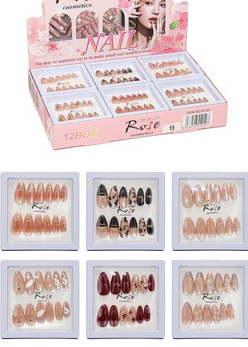 Bej Işıltılı Tırnak Süslemeleri 12'li Set - Görsel 2