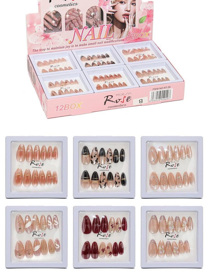 Bej Işıltılı Tırnak Süslemeleri 12'li Set - Görsel 2