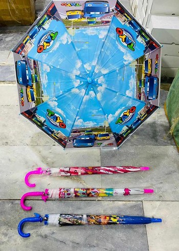 Renkli Hello Kitty Püsküllü Kadın Şemsiye - Görsel 2