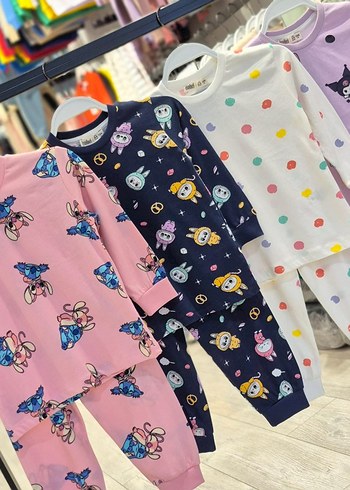 Çocuk Renkli Bağlama Desenli Pijama Takımları - Görsel 2