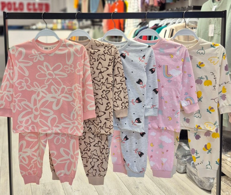 Çocuk Renkli Bağlama Desenli Pijama Takımları - Görsel 3
