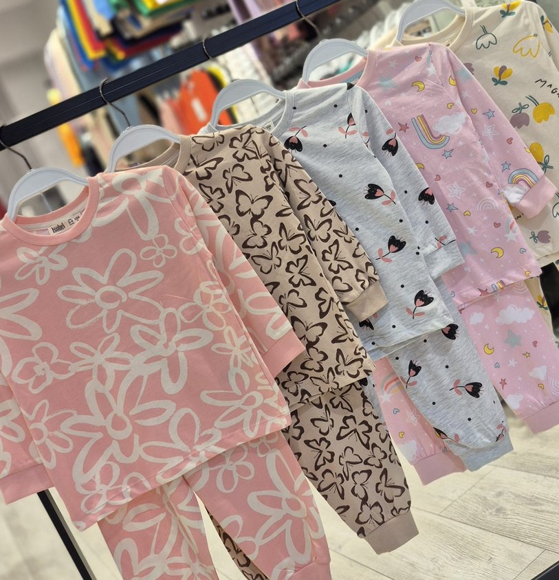 Çocuk Renkli Bağlama Desenli Pijama Takımları - Görsel 4