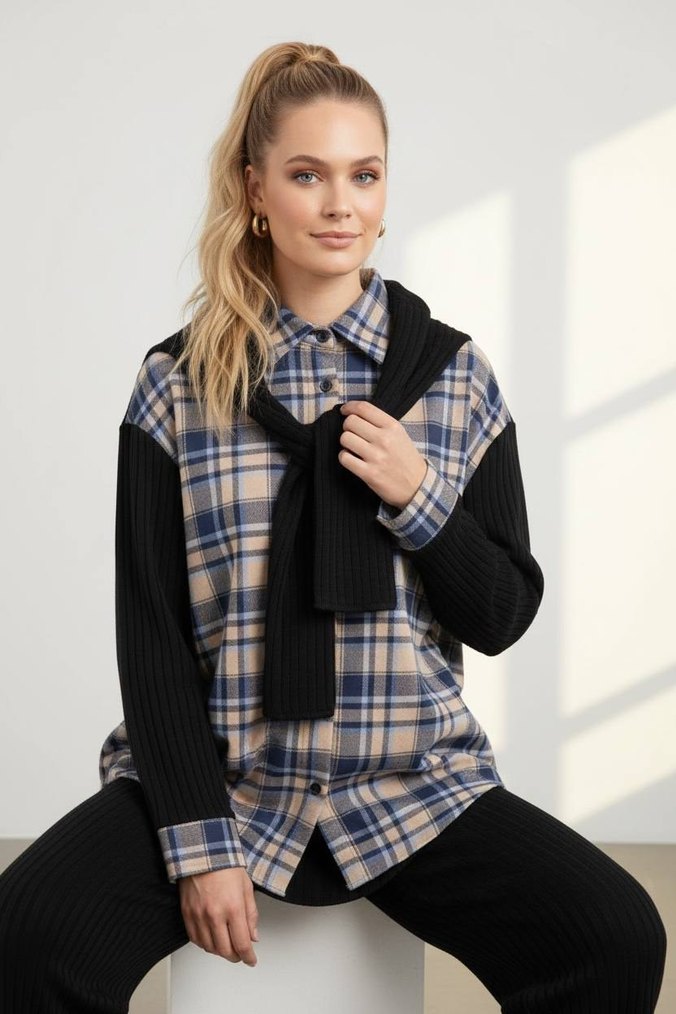 Kadın Bej Gömlek - Ofis ve Günlük - Görsel 5