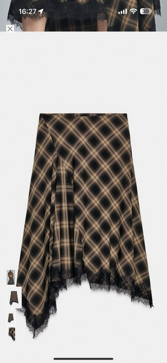 Bej Ekose Pilili Midi Hamile Eteği - Görsel 2