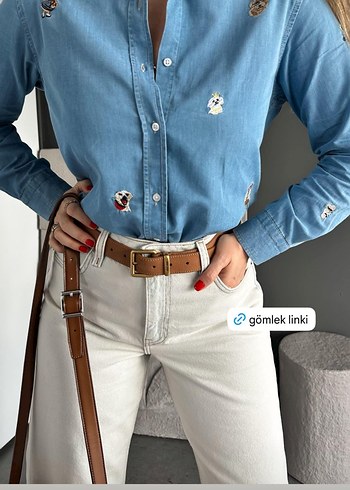 Kadın Camel Renkli Baskılı Denim Pantolon - Görsel 2