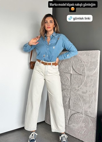 Kadın Camel Renkli Baskılı Denim Pantolon - Görsel 3