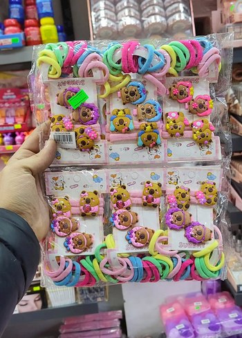 Renkli Rock Punk Desenli Lastikli Çocuk Saç Tokaları - Görsel 4