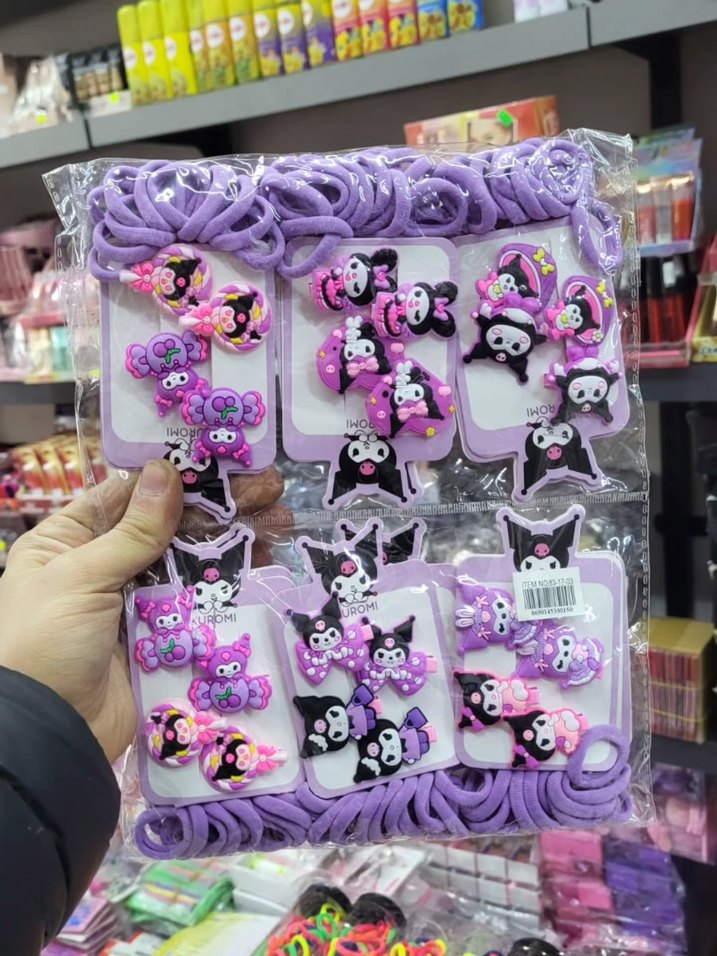 Renkli Rock Punk Desenli Lastikli Çocuk Saç Tokaları - Görsel 3