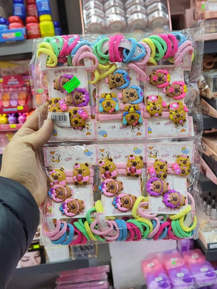 Renkli Rock Punk Desenli Lastikli Çocuk Saç Tokaları - Görsel 4