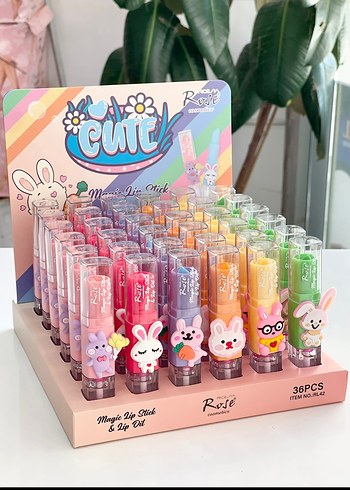 Renkli Sevimli Tavşan Figürlü Lip Gloss Seti - Görsel 2