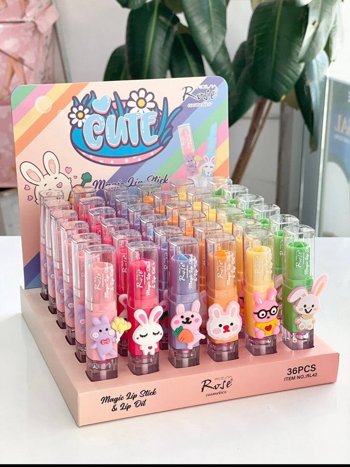 Renkli Sevimli Tavşan Figürlü Lip Gloss Seti - Görsel 2