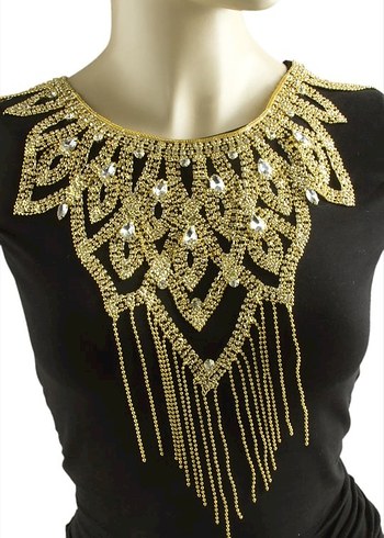 Altın Renkli Boncuklu Vücut Zinciri - Görsel 4