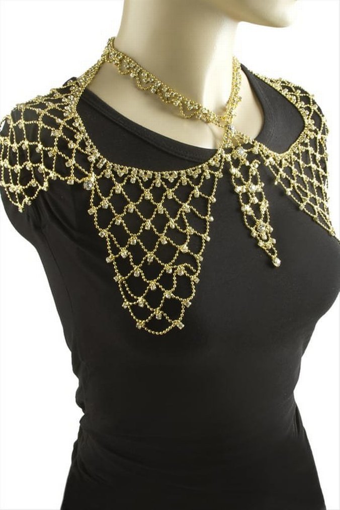 Altın Renkli Boncuklu Vücut Zinciri - Görsel 5