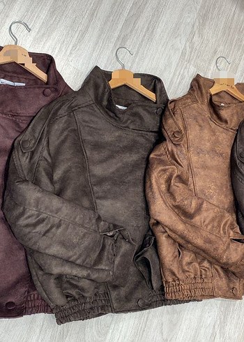 Kahverengi Deri Kadın Ceket Yüksek Yaka - Görsel 5