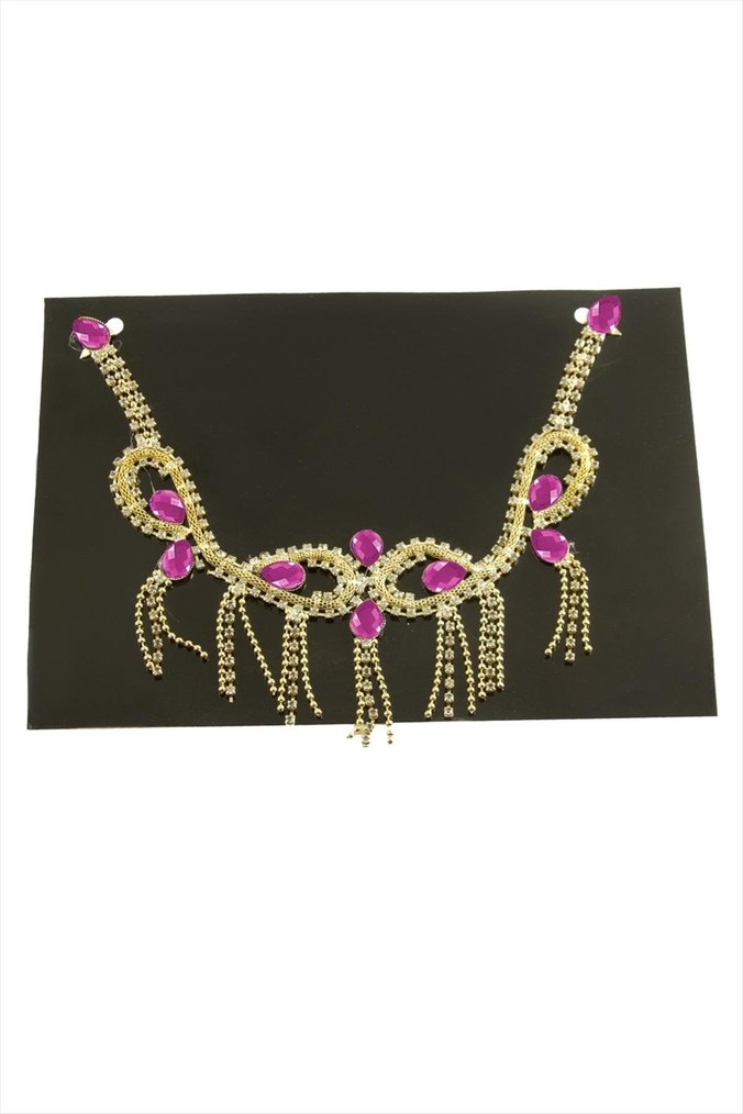 Mor Taş Detaylı Zincir Vücut Aksesuarı - Görsel 2