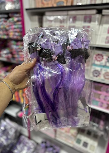 Mor Renkli Çocuk Toka Seti Velcro Bantlı - Görsel 2