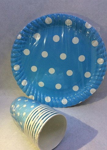 Siyah Baskılı Tabak ve Bardak Seti - Görsel 4