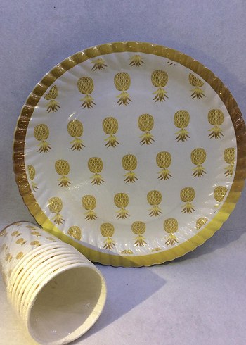 Siyah Baskılı Tabak ve Bardak Seti - Görsel 2