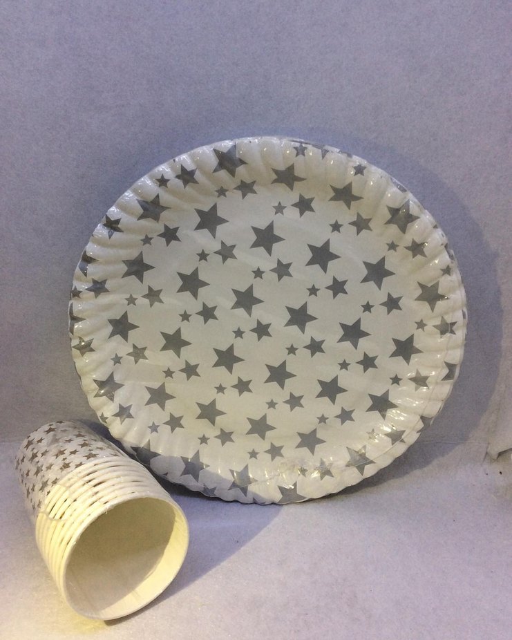 Siyah Baskılı Tabak ve Bardak Seti - Görsel 5