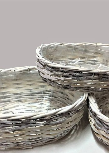 Bej Renkli Hasır Sepet Seti - Görsel 5