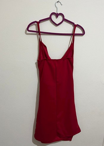 Bordo Drapeli Askılı Midi Elbise - Görsel 3