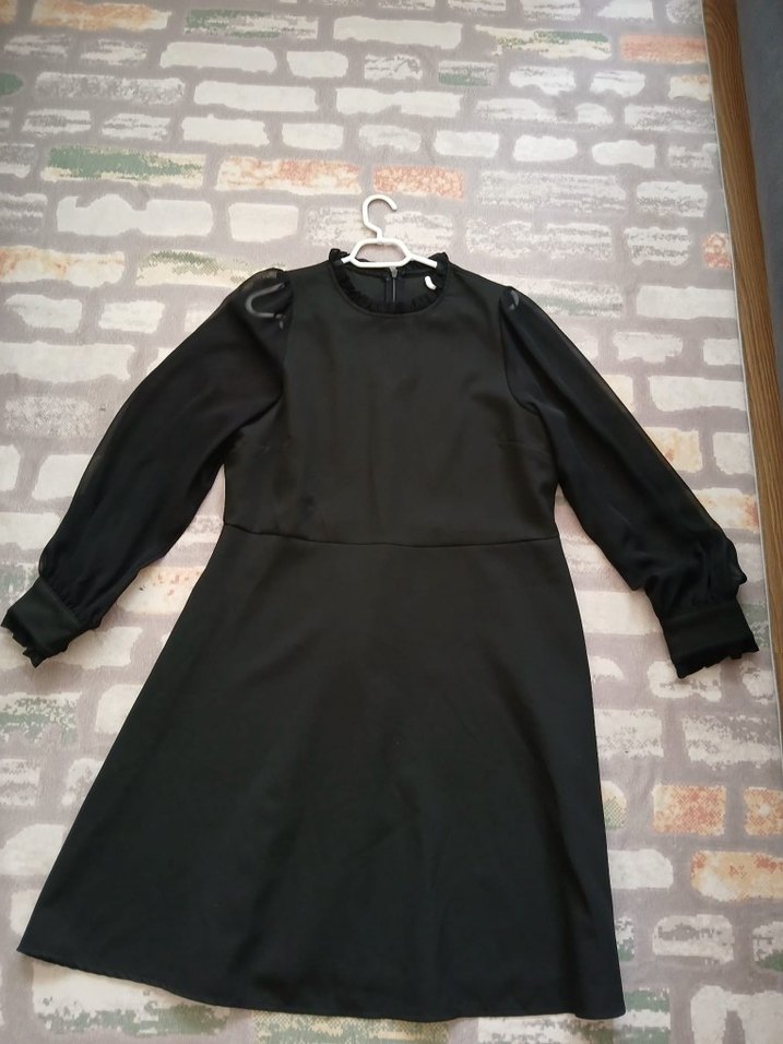 Siyah Yüksek Yakalı Midi Kadın Elbise - Görsel 2