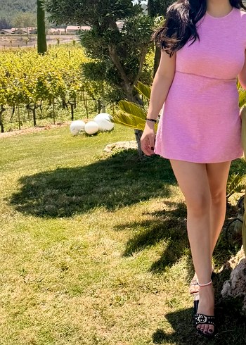 Zara Canli Pembe Mini Elbise