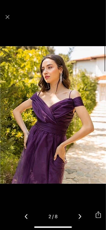 Diğer Mor abiye göğüs çapraz tül