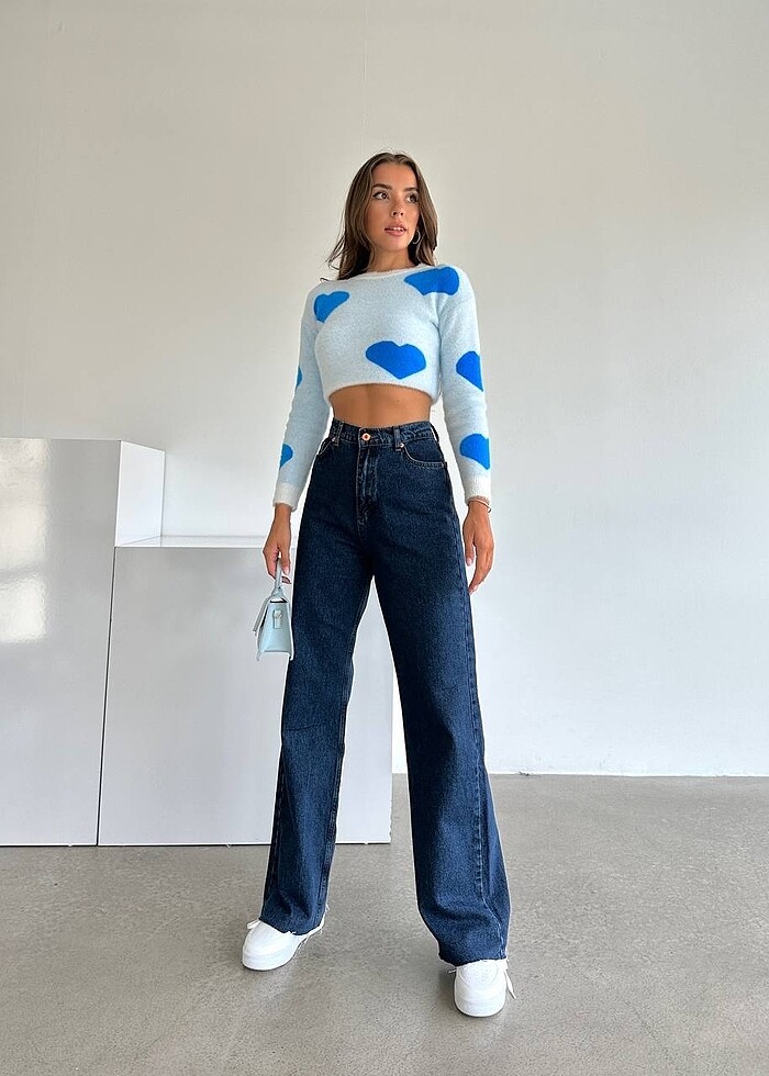 Yüksek bel palazzo jean - Görsel 3