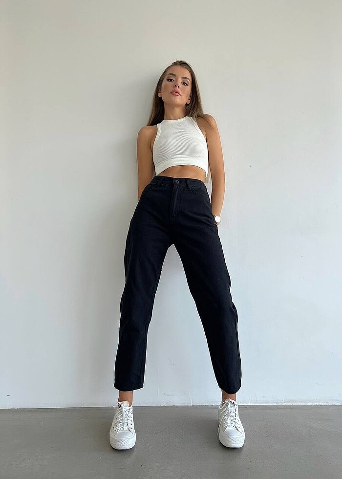 Siyah mom jean - Görsel 4
