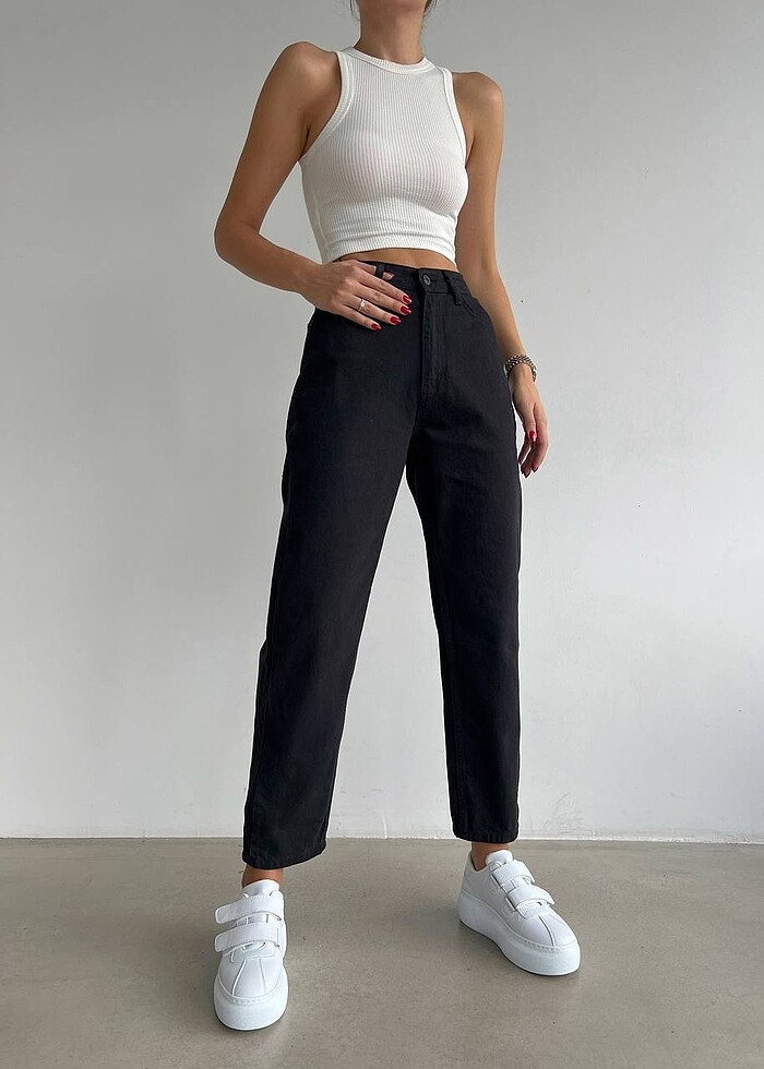 Siyah mom jean - Görsel 3