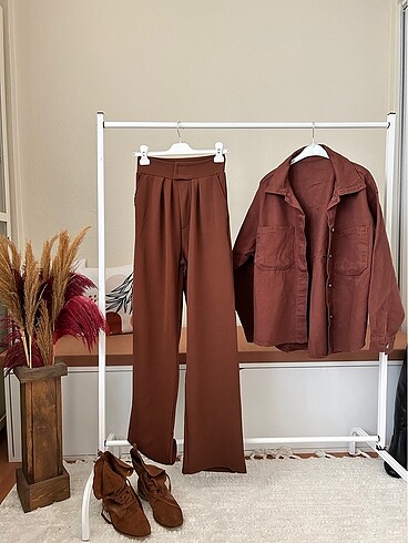 Kahverengi palazzo pantolon - Görsel 5