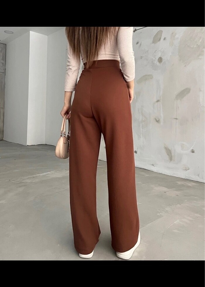 Kahverengi palazzo pantolon - Görsel 4